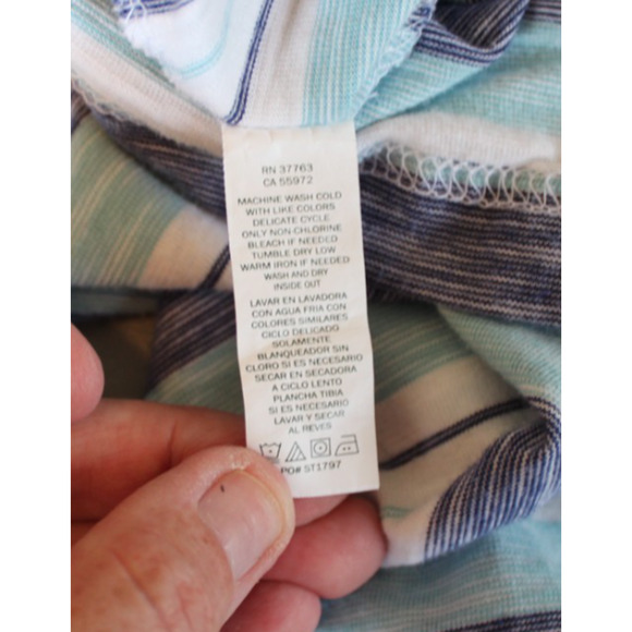 Perry Ellis T-Shirt Men's XL White and Blue Strips Short Sleeve Cotton - Picture 10 of 10